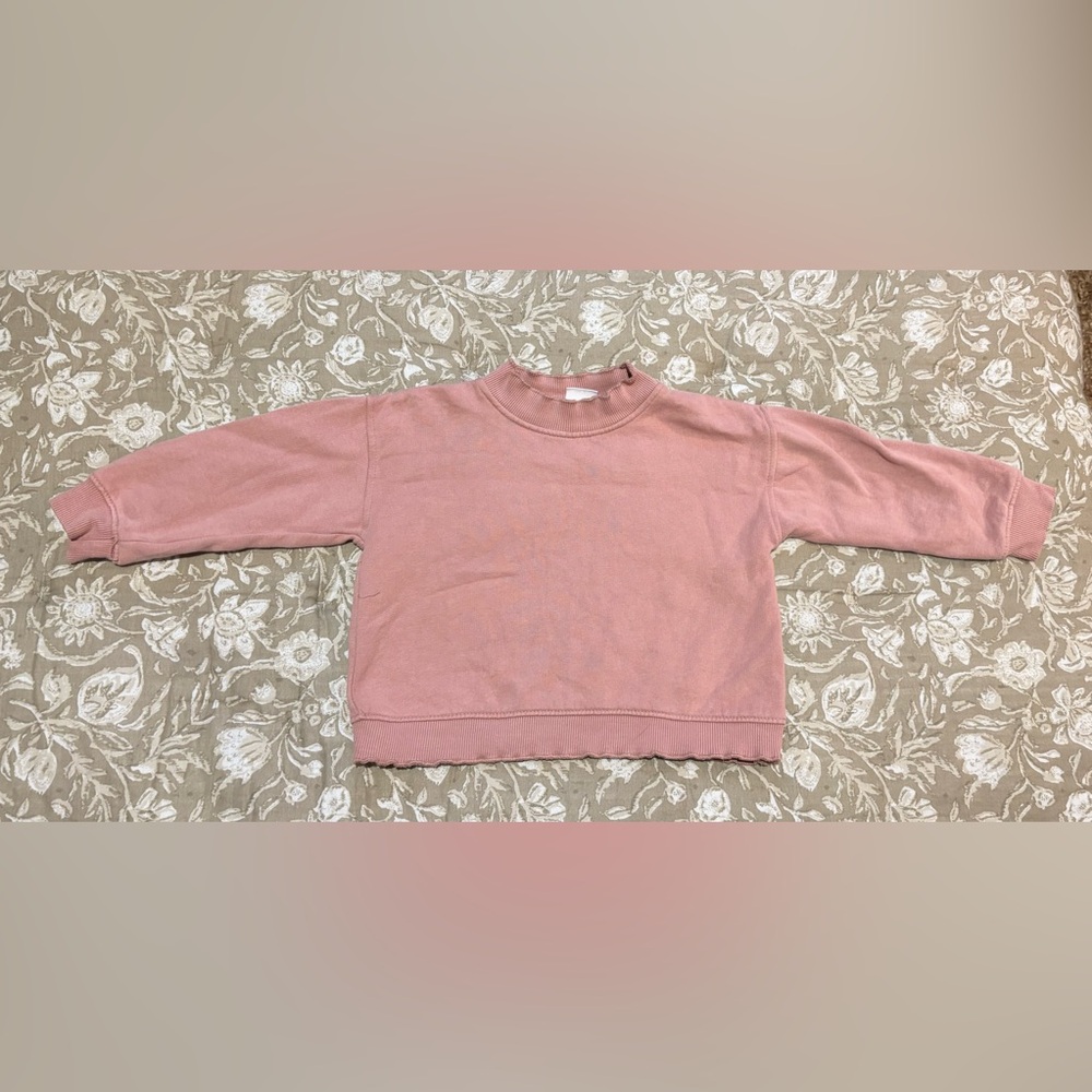 Zara toddler girls mauve ruffle crewneck sweatshirt in size 2-3 years